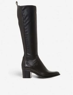 DUNE Telling Leather Knee-high Boots For Womens Black