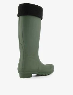 DUNE Fleece-trimmed Logo-patch Knee-high Wellington Boots For Womens Green-synthetic -Dune London Sales Store unnamed file 1610