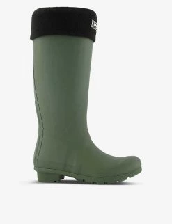 DUNE Fleece-trimmed Logo-patch Knee-high Wellington Boots For Womens Green-synthetic -Dune London Sales Store unnamed file 1611