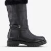 DUNE Regents Faux Fur-lined Leather Biker Boots For Womens Black-leather