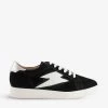 DUNE Energised Lightning Bolt-motif Nubuck Leather Trainers For Womens Black-nubuck