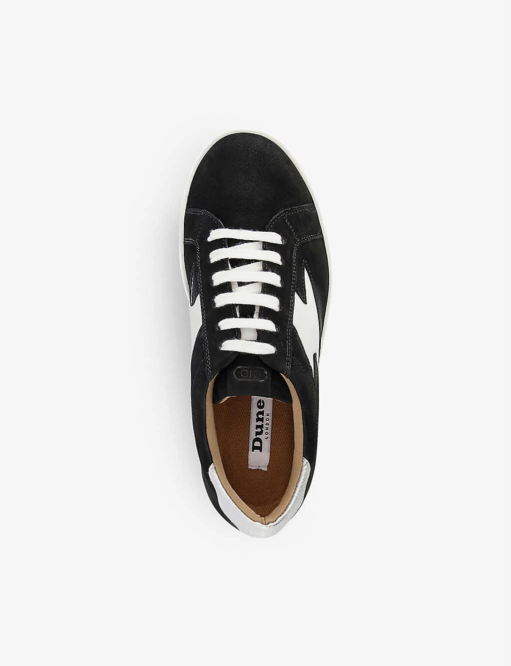DUNE Energised Lightning Bolt-motif Nubuck Leather Trainers For Womens Black-nubuck 4 DUNE Energised Lightning Bolt-motif Nubuck Leather Trainers For Womens Black-nubuck - Image 2