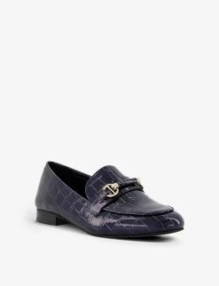 DUNE Grange Croc-embossed Patent Faux Leather Loafers For Womens Navy-reptile Synthetic -Dune London Sales Store unnamed file 1649