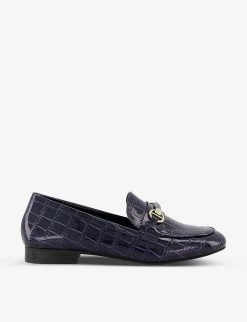 DUNE Grange Croc-embossed Patent Faux Leather Loafers For Womens Navy-reptile Synthetic -Dune London Sales Store unnamed file 1651