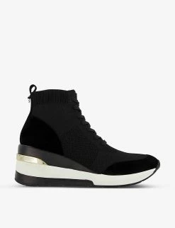 DUNE Enlicia Woven Mid-wedge Sock Trainers For Womens Black-fabric