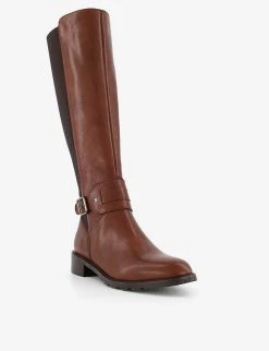 DUNE Treasury Buckle-strap Knee-high Leather Riding Boots For Womens Chestnut-leather 9 DUNE Treasury Buckle-strap Knee-high Leather Riding Boots For Womens Chestnut-leather -Dune London Sales Store unnamed file 1694