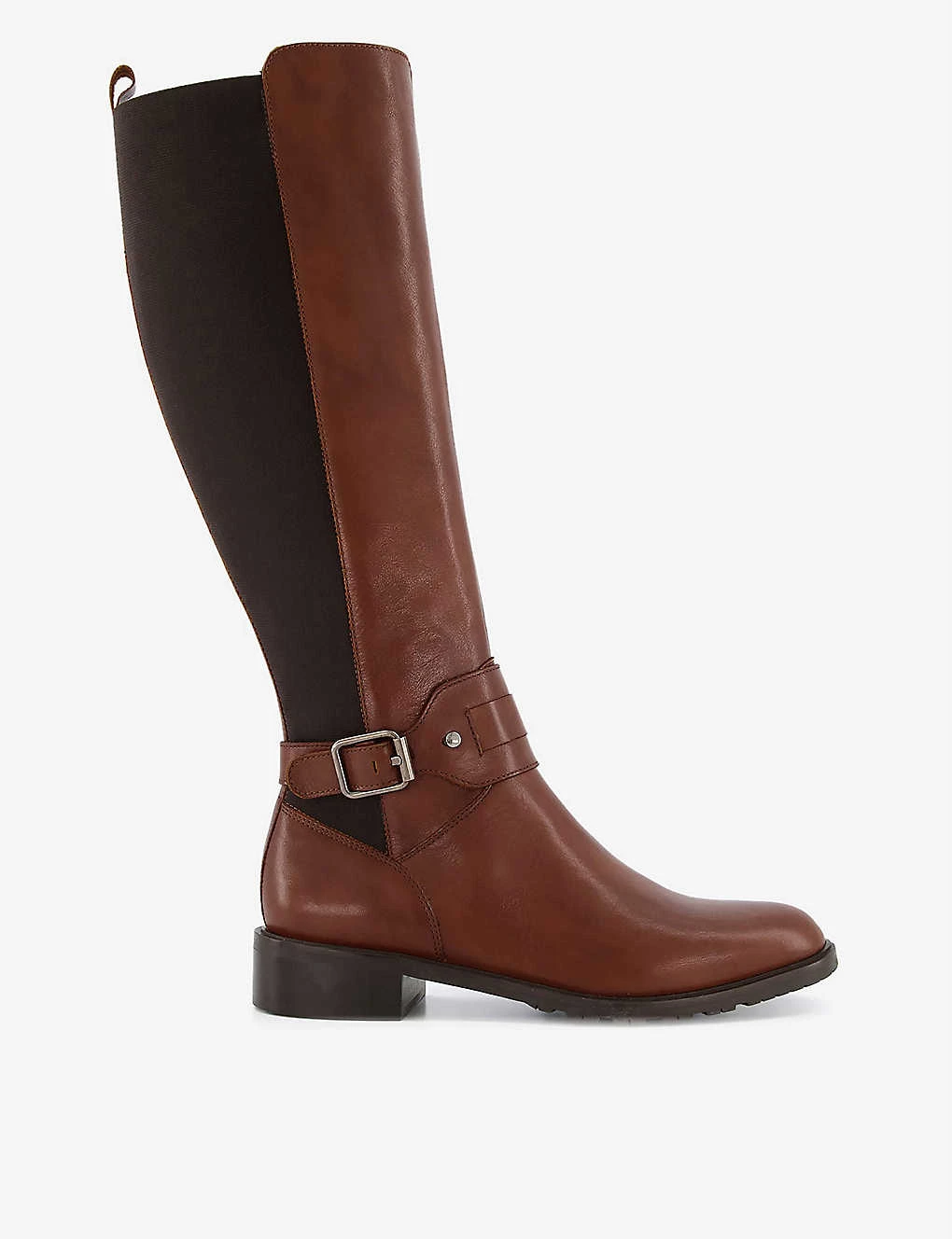 DUNE Treasury Buckle-strap Knee-high Leather Riding Boots For Womens Chestnut-leather 7 DUNE Treasury Buckle-strap Knee-high Leather Riding Boots For Womens Chestnut-leather - Image 5