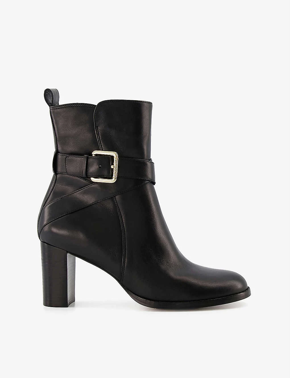 DUNE Pier Buckle-strap Heeled Leather Ankle Boots For Womens Black-leather 3 DUNE Pier Buckle-strap Heeled Leather Ankle Boots For Womens Black-leather