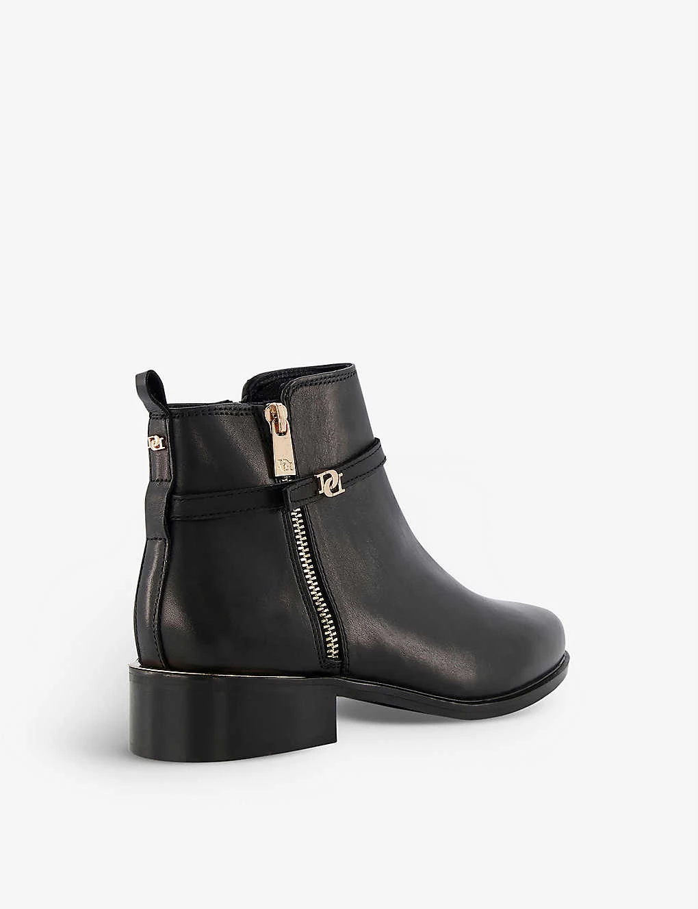 DUNE Pap Branded-strap Zipped Leather Ankle Boots For Womens Black-leather 6 DUNE Pap Branded-strap Zipped Leather Ankle Boots For Womens Black-leather - Image 4