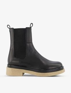 DUNE Puro Crepe-soled Leather Chelsea Boots For Womens Black-leather