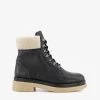 DUNE Pattons Shearling-trimmed Lace-up Leather Hiker Boots For Womens Black-leather -Dune London Sales Store unnamed file 1722