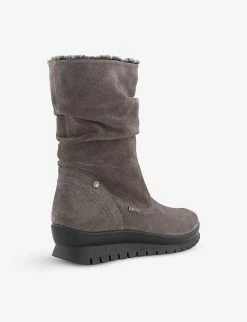 DUNE Rafikii Faux Fur-lined Water-resistant Suede Boots For Womens Grey-suede -Dune London Sales Store unnamed file 1730