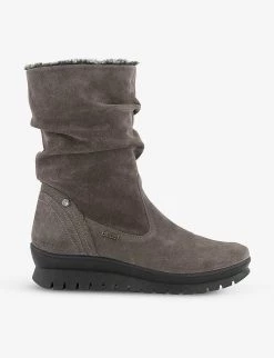DUNE Rafikii Faux Fur-lined Water-resistant Suede Boots For Womens Grey-suede -Dune London Sales Store unnamed file 1731