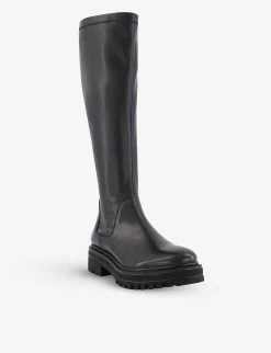 DUNE Tyren Chunky-soled Knee-high Stretch Leather Boots For Womens Black-leather -Dune London Sales Store unnamed file 1734