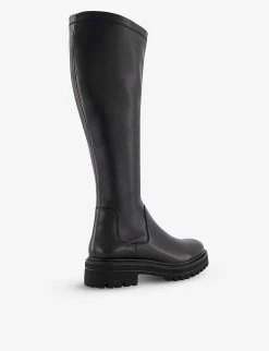 DUNE Tyren Chunky-soled Knee-high Stretch Leather Boots For Womens Black-leather -Dune London Sales Store unnamed file 1735