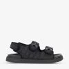 DUNE Lockstockk T Double-strap Quilted Leather Sandals For Womens Black-nylon