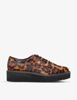 DUNE Falon Leopard-print Flatform Shoes For Womens Leopard-print Leather