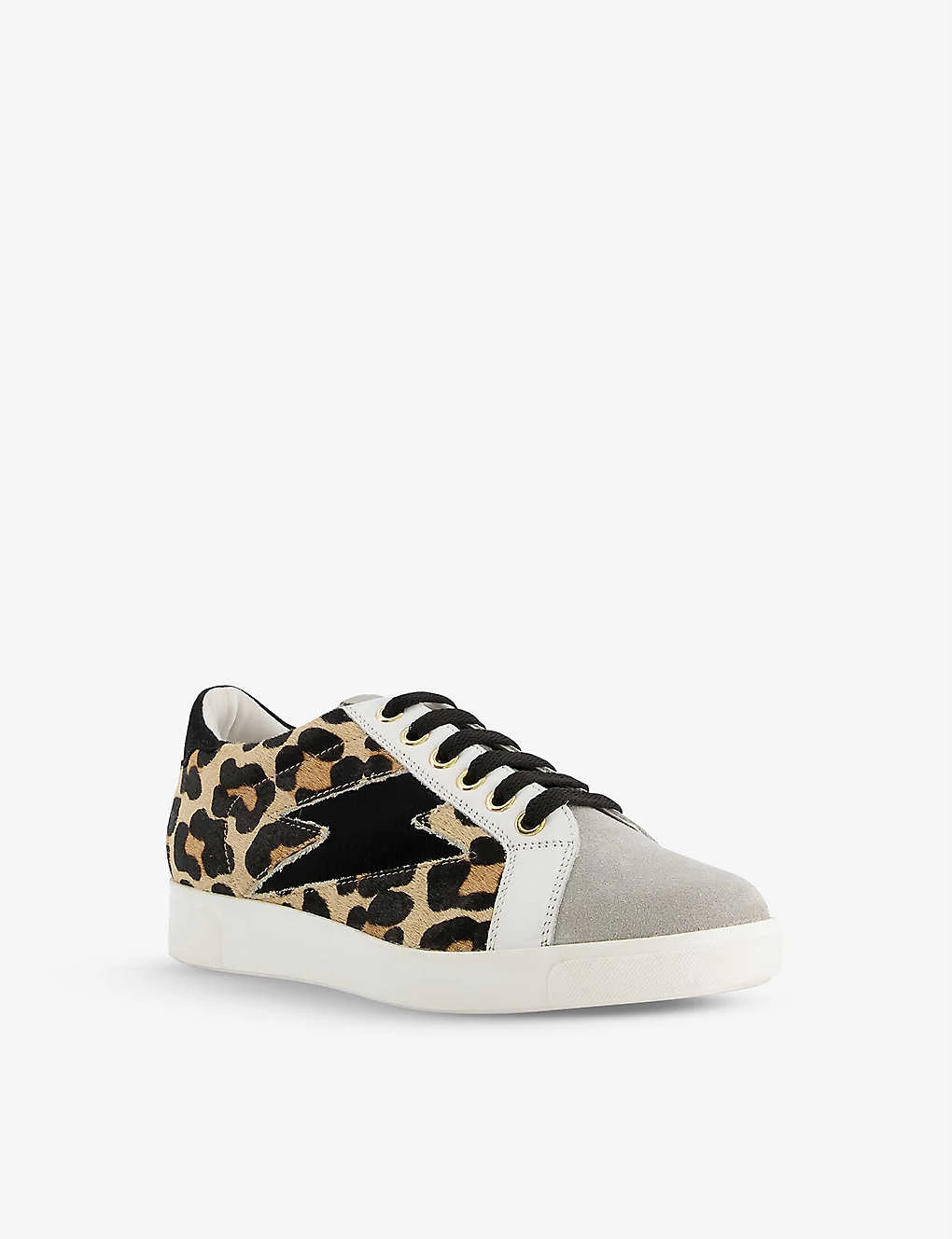 DUNE Energise Printed Ponyhair Leather Low-top Trainers For Womens Leopard-print Leather 5 DUNE Energise Printed Ponyhair Leather Low-top Trainers For Womens Leopard-print Leather - Image 3