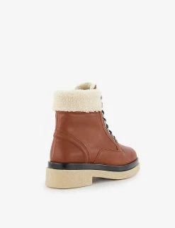 DUNE Pattons Shearling-trimmed Lace-up Leather Hiker Boots For Womens Tan-leather 10 DUNE Pattons Shearling-trimmed Lace-up Leather Hiker Boots For Womens Tan-leather -Dune London Sales Store unnamed file 1795