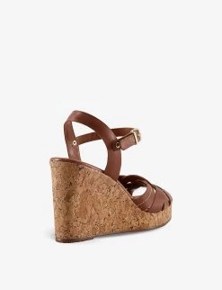 DUNE Koral Lattice-front Leather Wedge Sandals For Womens Tan-leather -Dune London Sales Store unnamed file 180