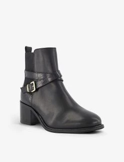DUNE Poet Croc-effect Heeled Leather Ankle Boots For Womens Black-leather Mix -Dune London Sales Store unnamed file 1804
