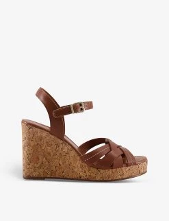 DUNE Koral Lattice-front Leather Wedge Sandals For Womens Tan-leather -Dune London Sales Store unnamed file 181