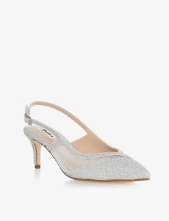 DUNE Dillia Mesh-panel Glittered Slingback Courts Silver-fabric -Dune London Sales Store unnamed file 1814