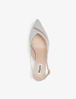 DUNE Dillia Mesh-panel Glittered Slingback Courts Silver-fabric -Dune London Sales Store unnamed file 1815