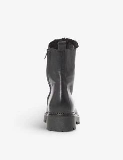 DUNE Poplin Faux-fur Lined Leather Hiking Boots For Womens Black-leather -Dune London Sales Store unnamed file 1830