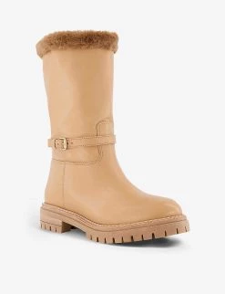 DUNE Regents Faux Fur-lined Leather Biker Boots For Womens Camel-leather -Dune London Sales Store unnamed file 1849