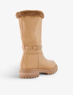 DUNE Regents Faux Fur-lined Leather Biker Boots For Womens Camel-leather -Dune London Sales Store unnamed file 1850