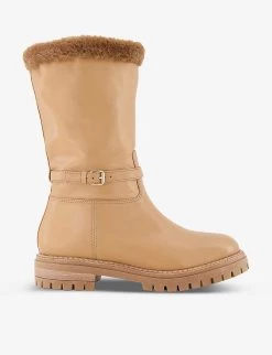DUNE Regents Faux Fur-lined Leather Biker Boots For Womens Camel-leather -Dune London Sales Store unnamed file 1851