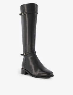 DUNE Tap Leather Panel Riding Boots For Womens Black-leather -Dune London Sales Store unnamed file 1859
