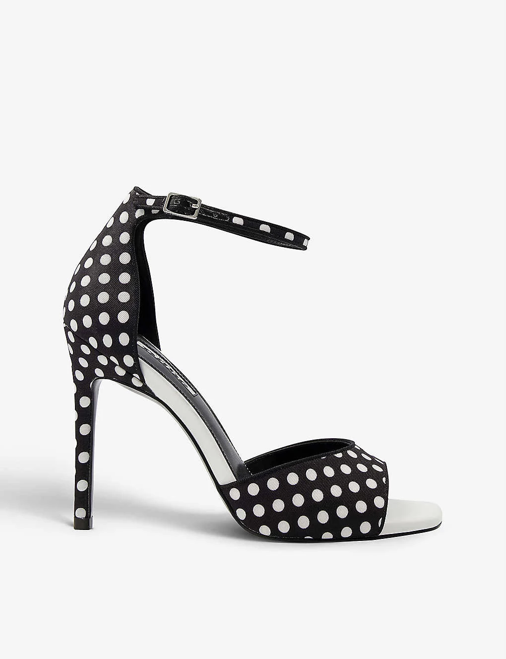 DUNE Mango Polka-dot Woven Heels For Womens Black White-fabric 7 DUNE Mango Polka-dot Woven Heels For Womens Black White-fabric - Image 5