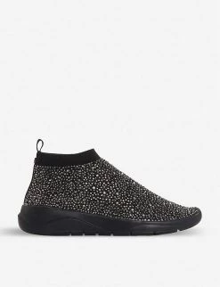 DUNE Hot Fix Embellished Knit Sock Trainers For Womens Black / Black Synthetic -Dune London Sales Store unnamed file 1866