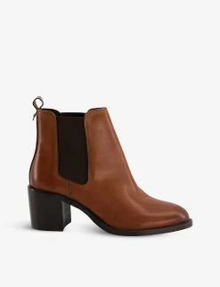 DUNE Pembley Heeled Leather Chelsea Boots For Womens Tan-leather