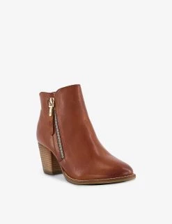 DUNE Paice Mid-heel Zip-up Leather Ankle Boots For Womens Tan-leather -Dune London Sales Store unnamed file 1883