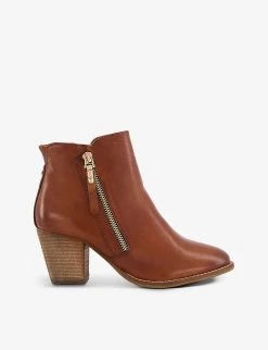 DUNE Paice Mid-heel Zip-up Leather Ankle Boots For Womens Tan-leather -Dune London Sales Store unnamed file 1885