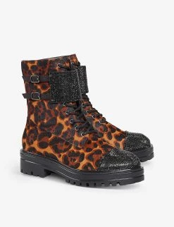 DUNE Peach Embellished Animal-print Leather Ankle Boots For Womens Leopard-print Leather -Dune London Sales Store unnamed file 1909