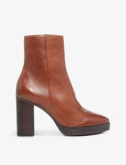 DUNE Pella Leather Ankle Boots For Womens Tan-leather