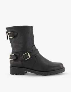 DUNE Panthers Buckle-detail Leather Biker Boots For Womens Black-plain Leather -Dune London Sales Store unnamed file 1921