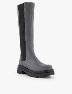 DUNE Tempas Knee-high Leather Chelsea Boots For Womens Grey-leather -Dune London Sales Store unnamed file 1924