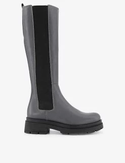 DUNE Tempas Knee-high Leather Chelsea Boots For Womens Grey-leather -Dune London Sales Store unnamed file 1926