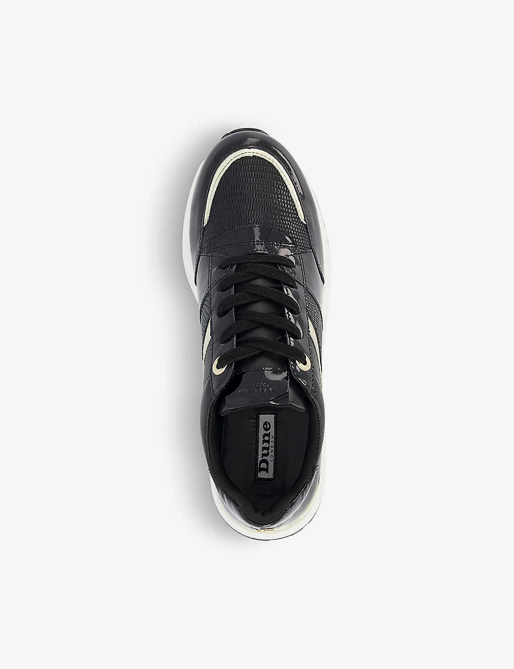 DUNE Effort Contrast Panelled Leather Trainers For Womens Black-leather Mix 4 DUNE Effort Contrast Panelled Leather Trainers For Womens Black-leather Mix - Image 2