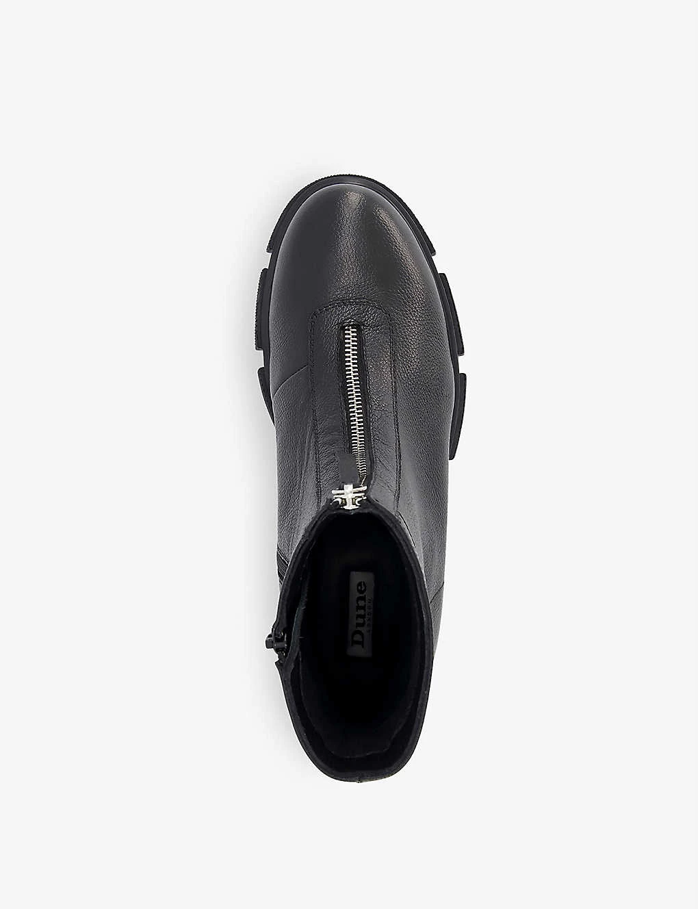 DUNE Path Chunky-soled Zip-up Leather Ankle Boots For Womens Black-leather 4 DUNE Path Chunky-soled Zip-up Leather Ankle Boots For Womens Black-leather - Image 2