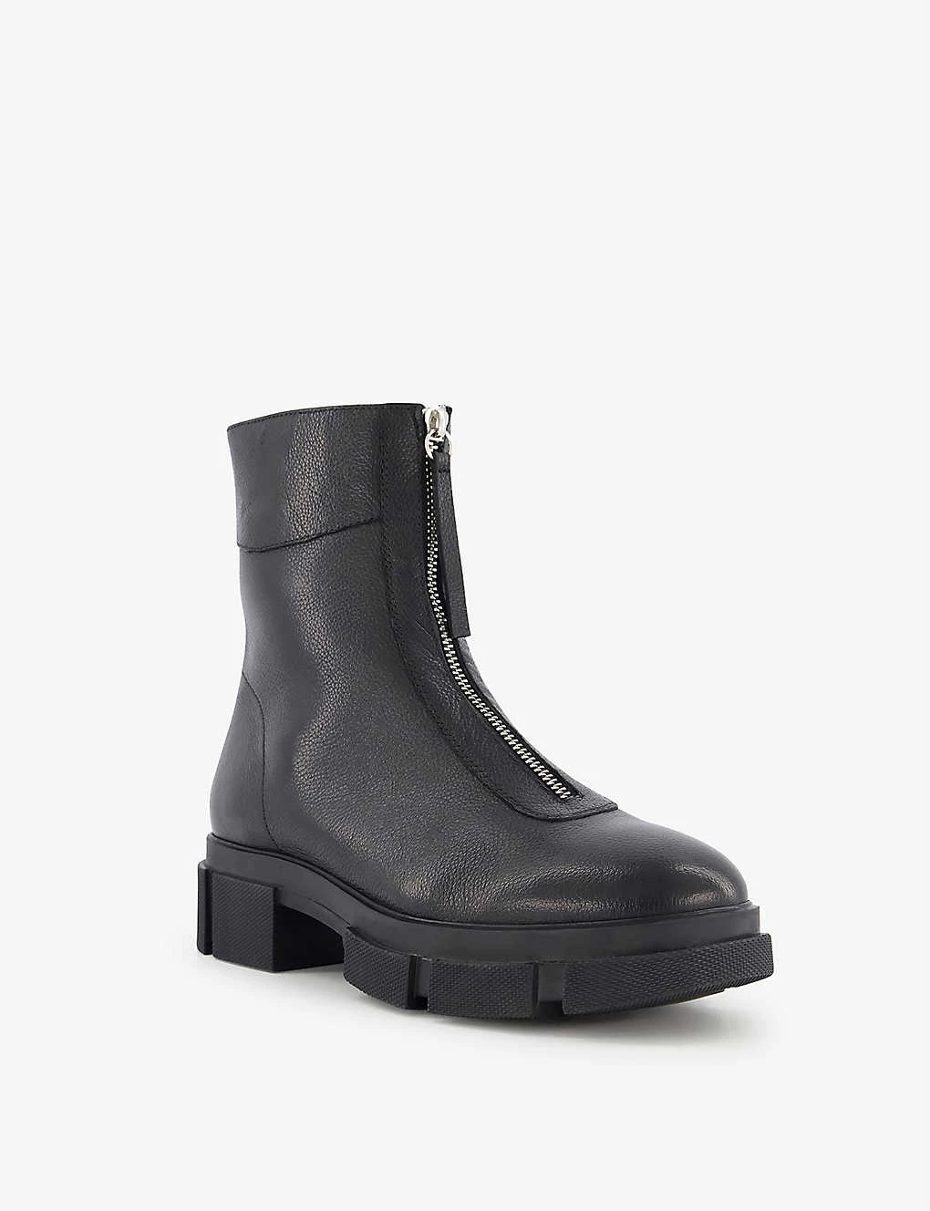 DUNE Path Chunky-soled Zip-up Leather Ankle Boots For Womens Black-leather 5 DUNE Path Chunky-soled Zip-up Leather Ankle Boots For Womens Black-leather - Image 3