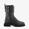 DUNE Prime Double-buckle Chunky-soled Lace-up Leather Boots For Womens Black-leather -Dune London Sales Store unnamed file 1942