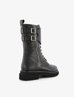 DUNE Prime Double-buckle Chunky-soled Lace-up Leather Boots For Womens Black-leather 10 DUNE Prime Double-buckle Chunky-soled Lace-up Leather Boots For Womens Black-leather -Dune London Sales Store unnamed file 1945