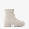 DUNE Path Chunky-soled Zip-up Leather Ankle Boots For Womens Ecru-leather