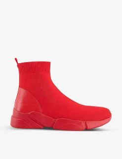 DUNE High-top Knitted Trainers For Womens Red-fabric